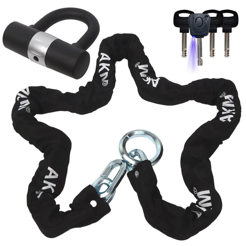 AKM Anti-Theft Motorcycle Chain Lock 180cm/6ft Heavy Duty Bike Chain Lock Durable 12mm Thick Security Bicycle Chain Lock with 4K