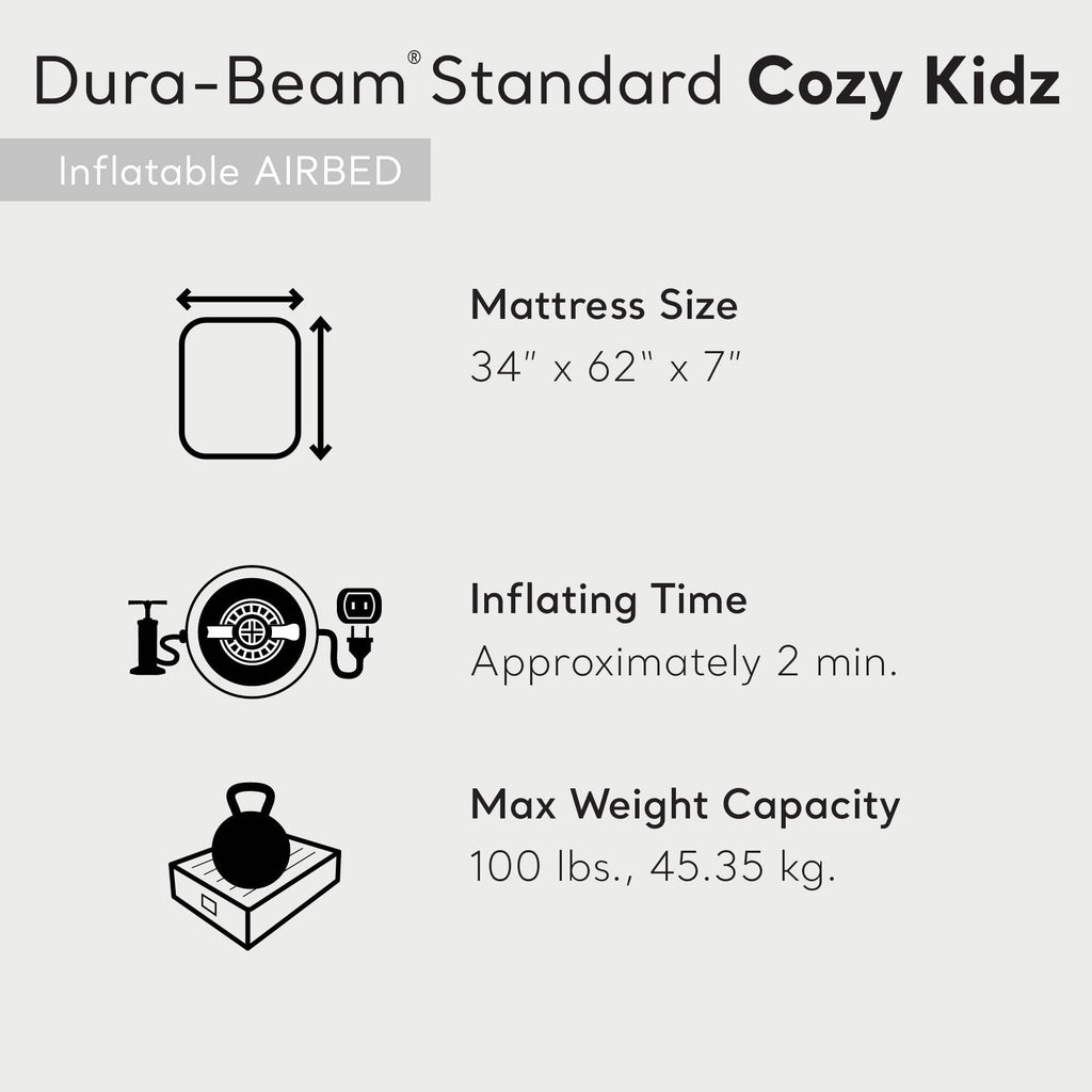 Intex 66803Ep Cozy Kidz Inflatable Airbed : Fiber-Tech - Velvety Soft Surface - Carry Bag Included - Color May Vary - 34.5'' X 6