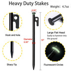 Tent Stakes, 12Pcs 10In Heavy Duty Forged Steel Tent Stakes +Storage Pouch, Metal Tent Stakes, Metal Stakes For Tent Used On Roc