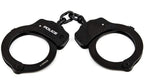 Police Handcuffs Double Lock Steel Professional Law Enforcement Heavy Duty Metal - Black