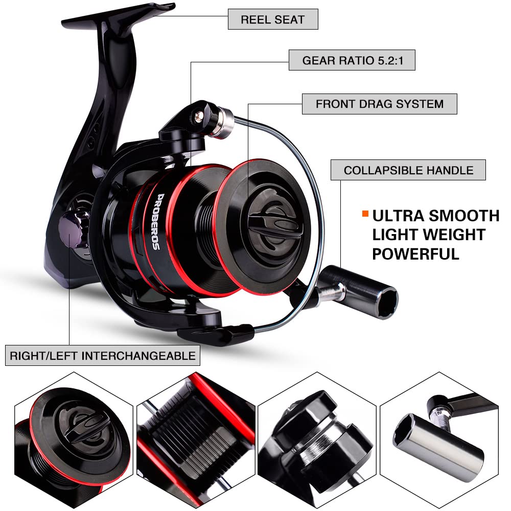 Proberos Kids Fishing Pole - Portable Telescopic Fishing Rod And Reel Combo Kit - Small Spinning Fishing Reel Rods With Lures Li