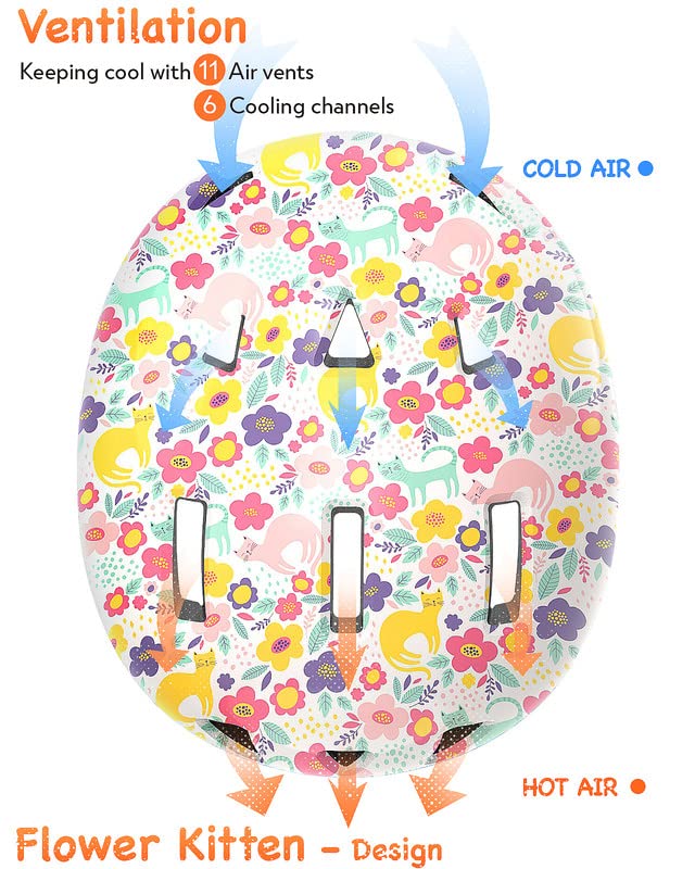 Toddler Bike Helmet For Boys And Girls, Adjustable Kids Helmets From Infant/Baby To Children, 1/2/3/4/5/6/7/8 Years Old(Flower K