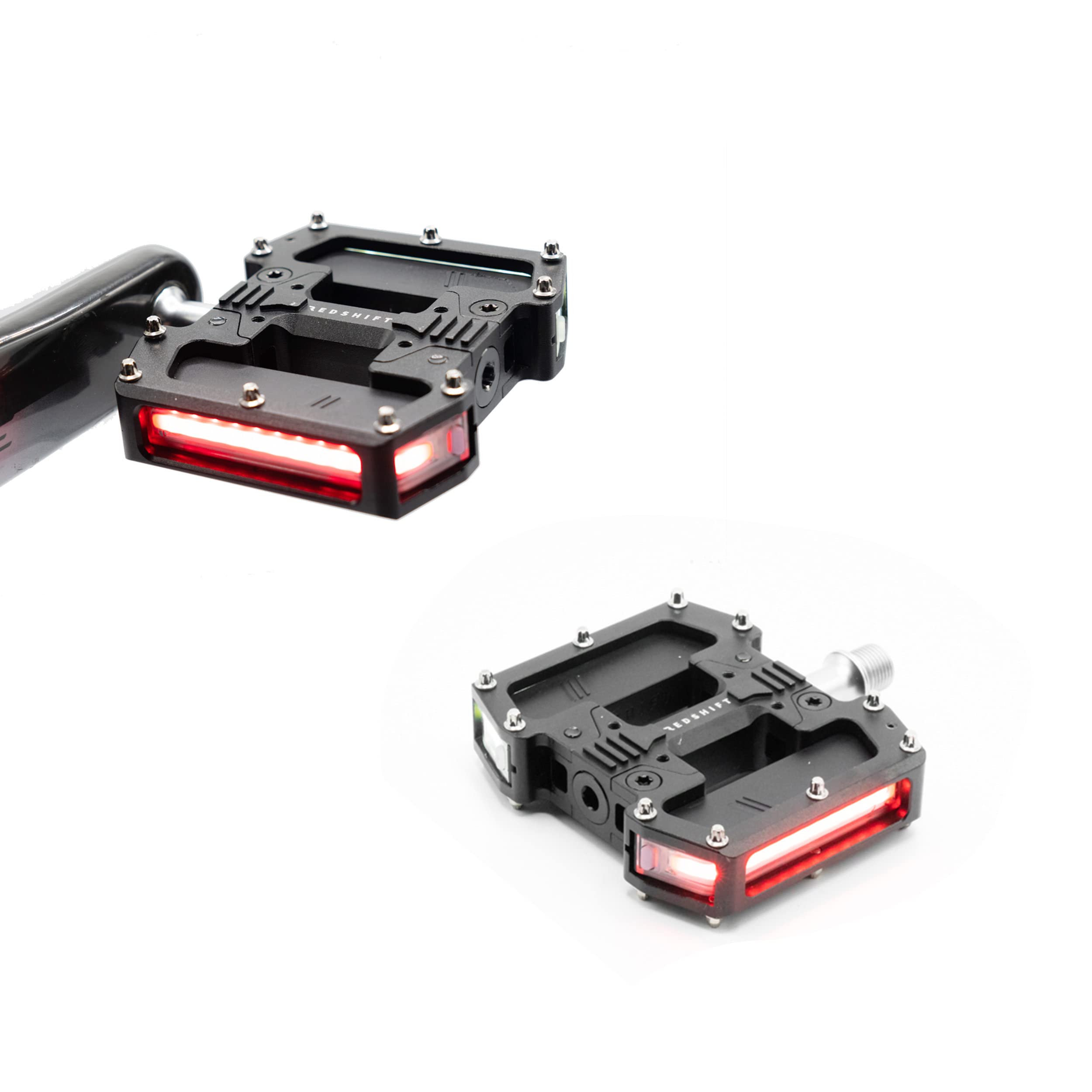 REDSHIFT ARCLIGHT PRO Flat Bicycle Pedals with LED Lights, Auto On-Off, 36+ hr Battery, USB Rechargeable, Weatherproof, Flat Alu