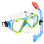 Kids Snorkel Set Dry Top Snorkeling Gear For Kids Youth Boys Girls Junior Age 5-15,Tempered Glass Swimming Diving Mask And Snork
