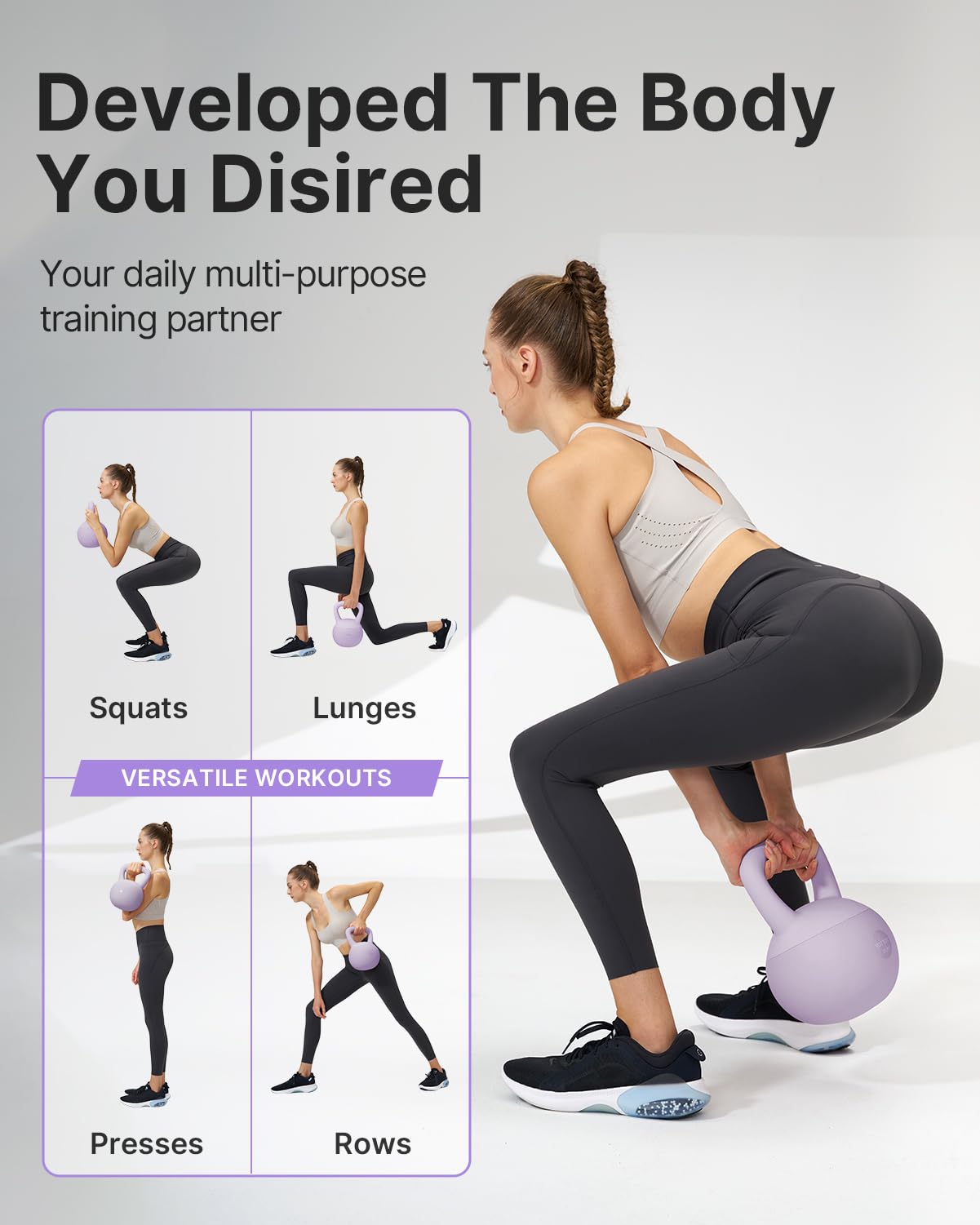 YOTTOY Soft Kettlebell,Kettlebell Anti-Slip Grip Weight for Home Workouts, Kettlebells Set Strength and Safety Guaranteed (Purpl