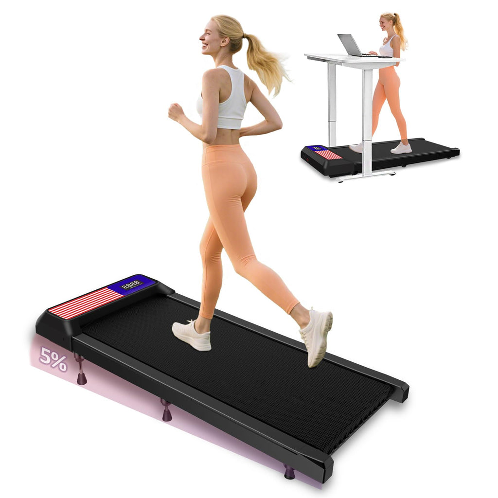 Under Desk Treadmill,Walking Pad With 5% Incline,Treadmills For Home & Office, 2.5Hp Portable Treadmill With Remote Control And