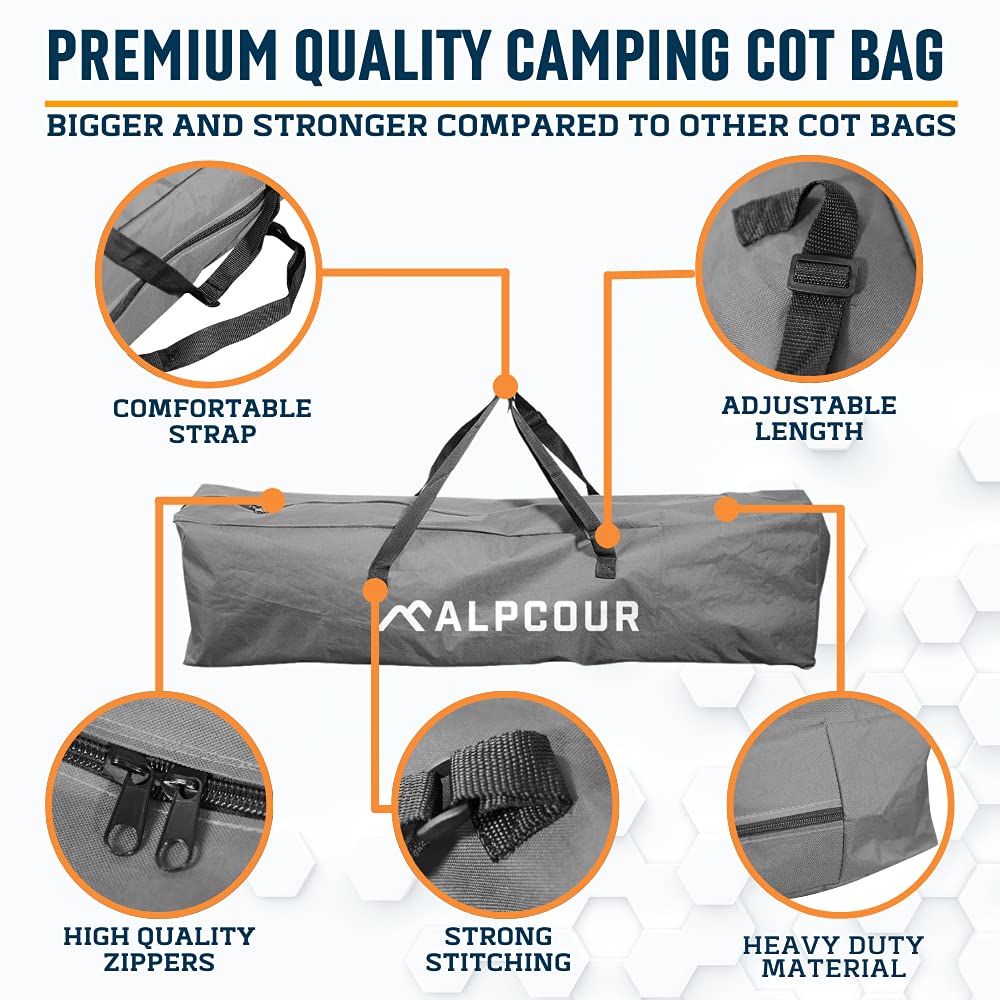 Alpcour Camping Cot Bag?For Outdoor Camping, Travel And Beach - 42 Inch Heavy Duty Polyester Fabric Replacement Bag Fits Most Co