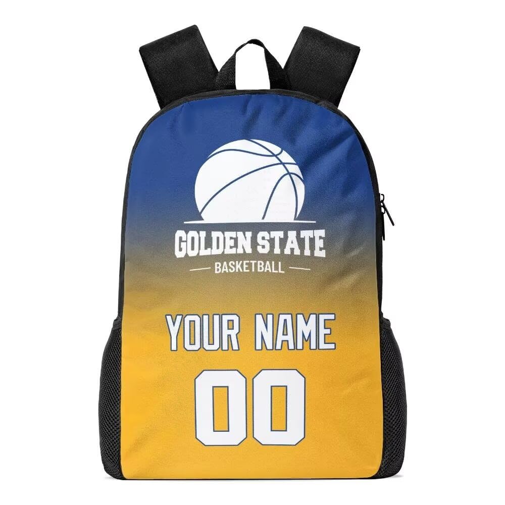 Personalized Golden State Basketball Sports Backpack Custom City Fan Gift Shoulder Bag Add Name and Number Casual Bag