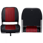 Leader Accessories A Pair Of Low Back Folding Fishing Boat Seat (2 Seats) (Black/Red)