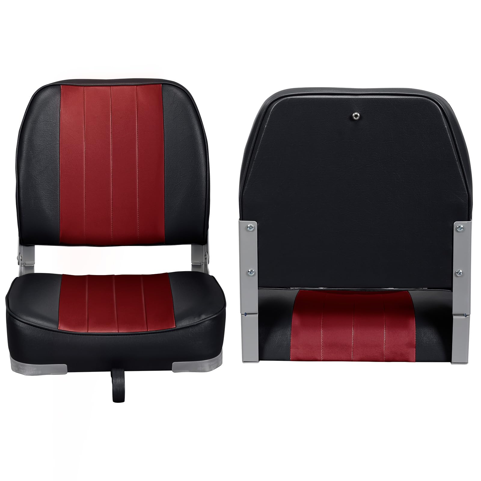 Leader Accessories A Pair Of Low Back Folding Fishing Boat Seat (2 Seats) (Black/Red)