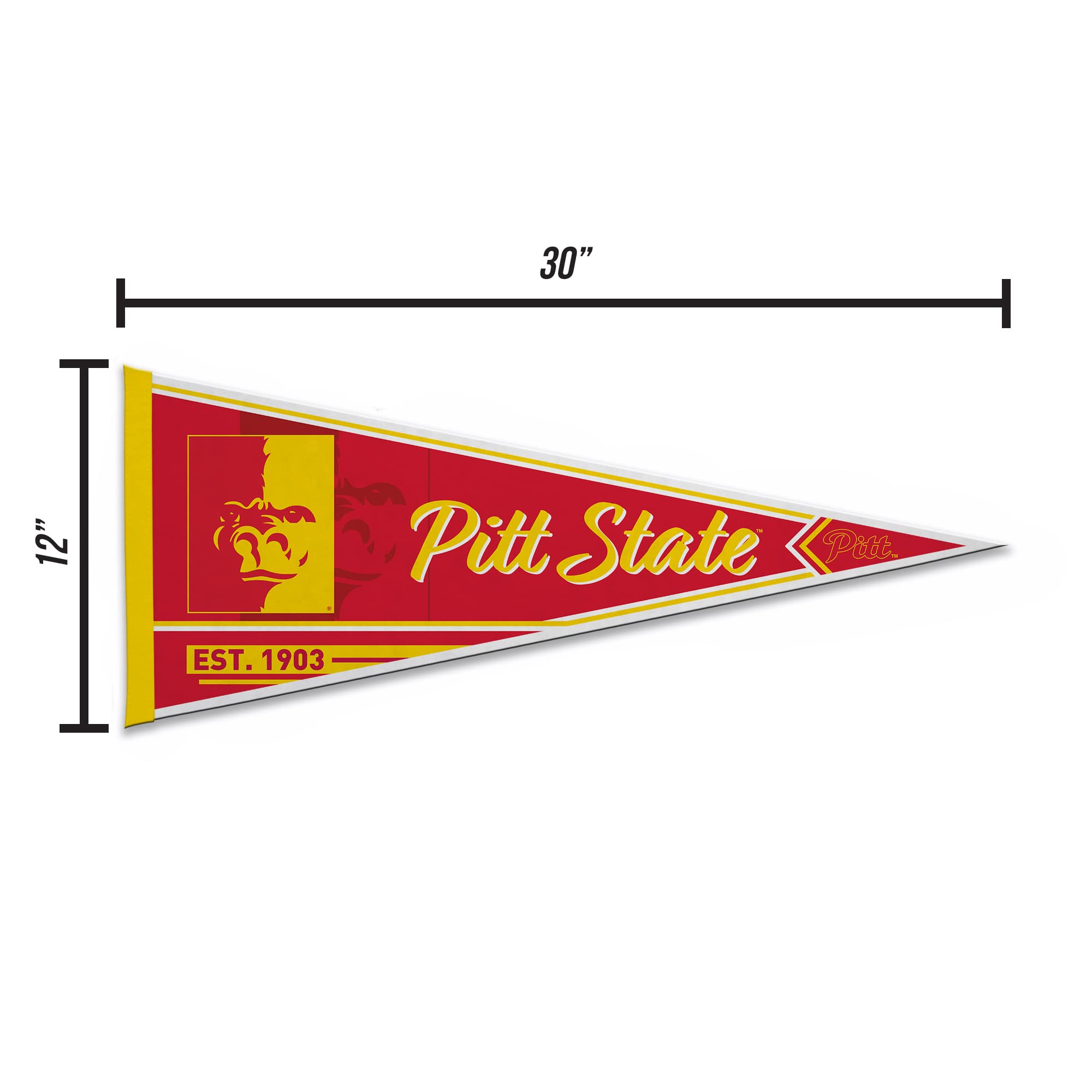 Rico Industries Ncaa Pittsburg State Gorillas Classic 12'' X 30'' Felt Wall D  Cor Pennant - Great For Home/Bed Room/Man Cave D