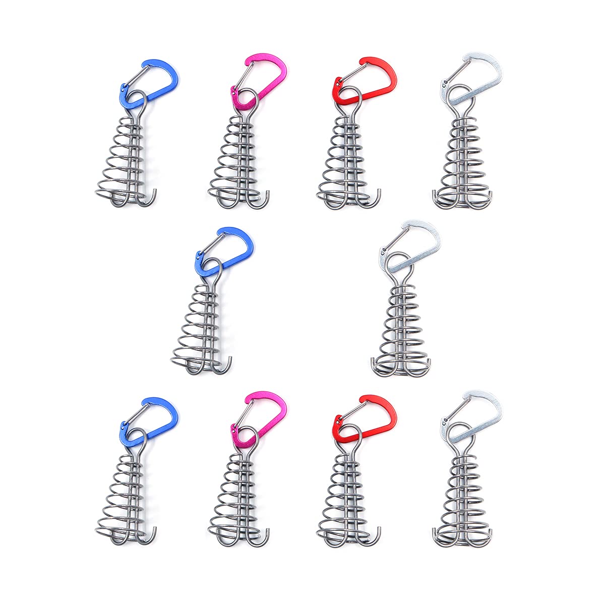 Alnicov 10Pcs Round Deck Anchor Pegs,Tent Awning Anchor With D-Shaped Carabiners For Camping Outdoor Timber Deck Plank Parts (Ra