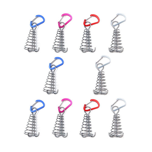 Alnicov 10Pcs Round Deck Anchor Pegs,Tent Awning Anchor With D-Shaped Carabiners For Camping Outdoor Timber Deck Plank Parts (Ra
