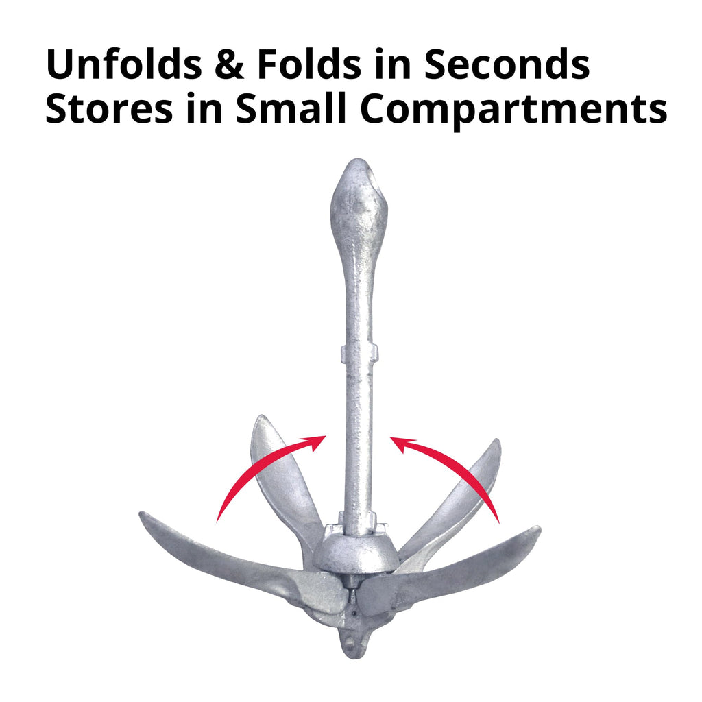 Seasense Folding Grappling Anchor - Ideal For Fishing Vessels, Dinghies, Kayaks, Canoes & More, Great For Strong Currents & Sand