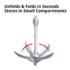 Seasense Folding Grappling Anchor - Ideal For Fishing Vessels, Dinghies, Kayaks, Canoes & More, Great For Strong Currents & Sand