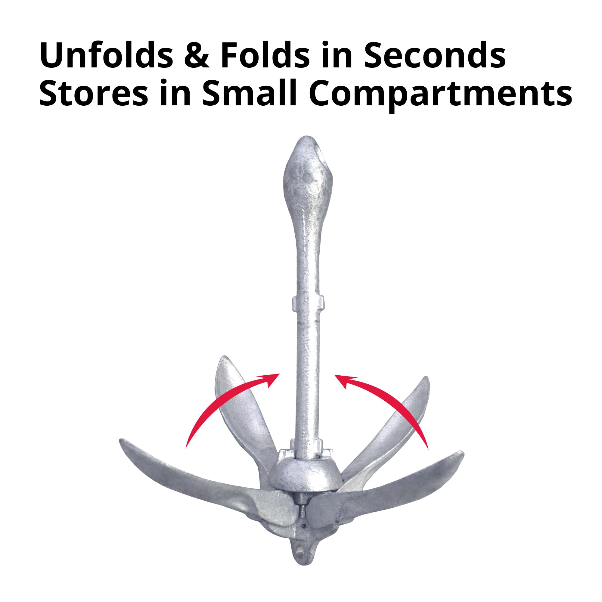 Seasense Folding Grappling Anchor - Ideal For Fishing Vessels, Dinghies, Kayaks, Canoes & More, Great For Strong Currents & Sand