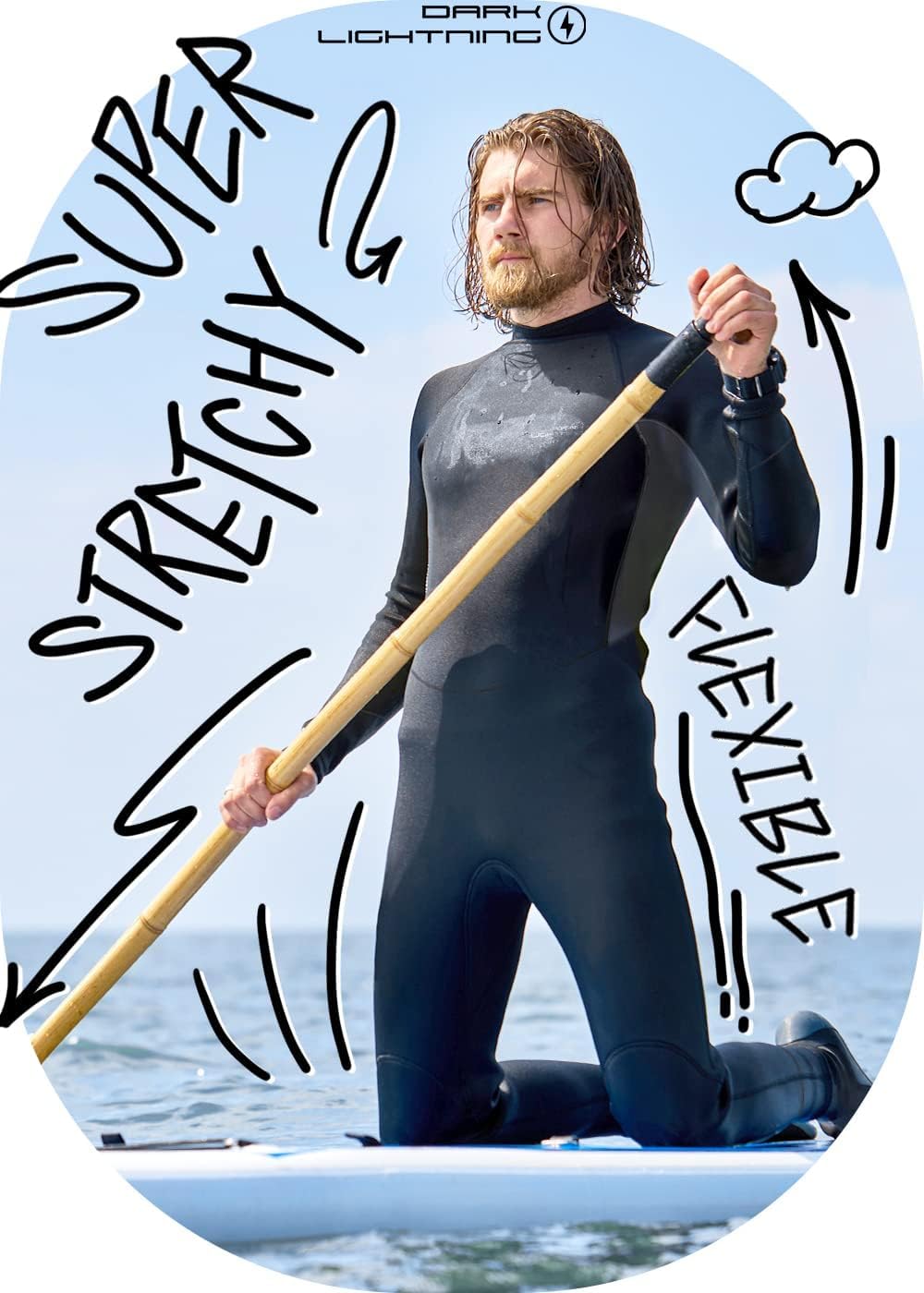 Dark Lightning Full Body Wetsuits For Men,Wet Suit For Men Cold Water Swimming,Mens Diving Surfing Snorkeling Kayaking Triathlon