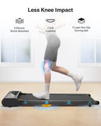 Urevo 2-In-1 Under Desk Treadmill, Walking Pad For Home & Office, Portable Treadmill With App, 2.25Hp Motorized, Remote Control,
