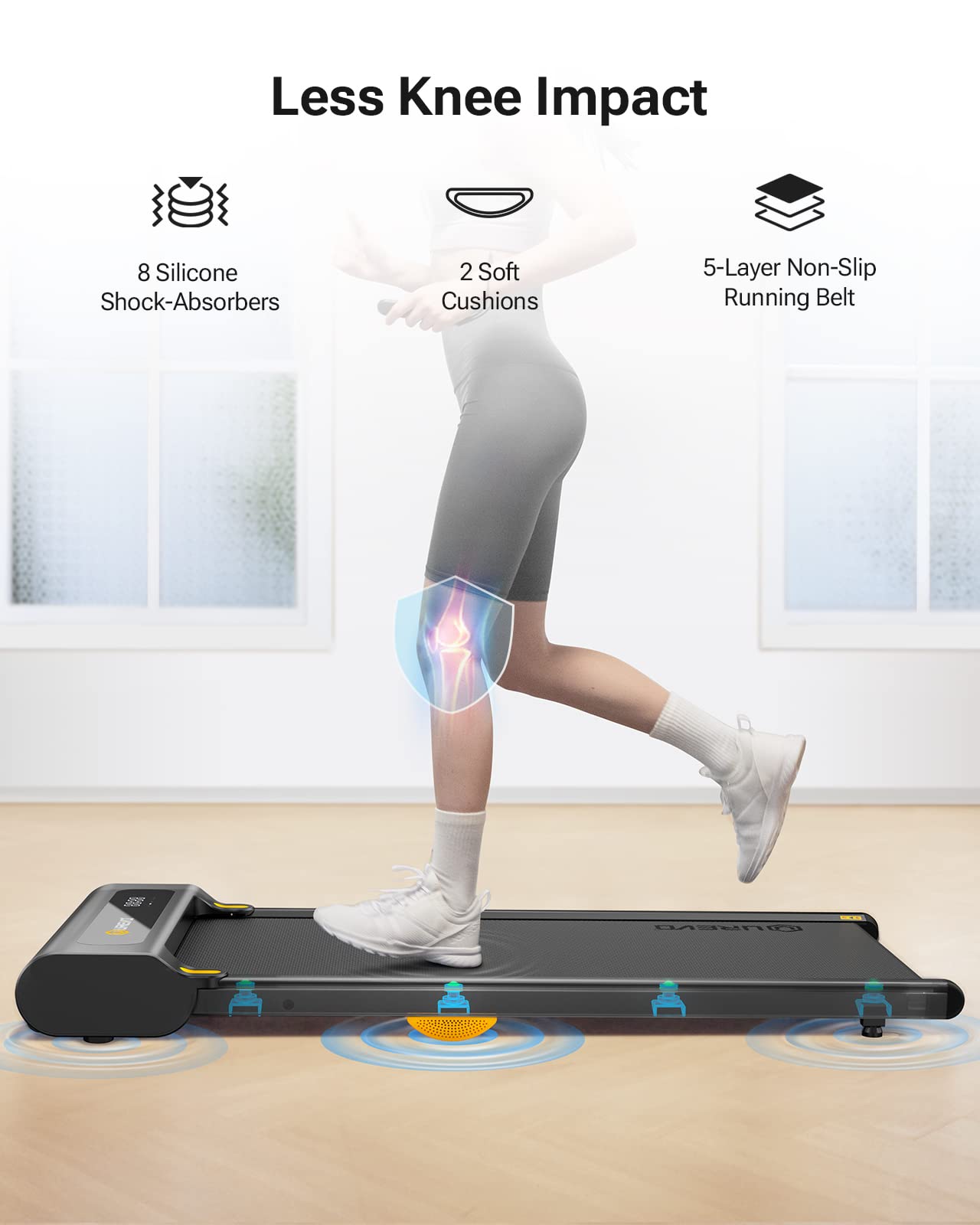 Urevo 2-In-1 Under Desk Treadmill, Walking Pad For Home & Office, Portable Treadmill With App, 2.25Hp Motorized, Remote Control,