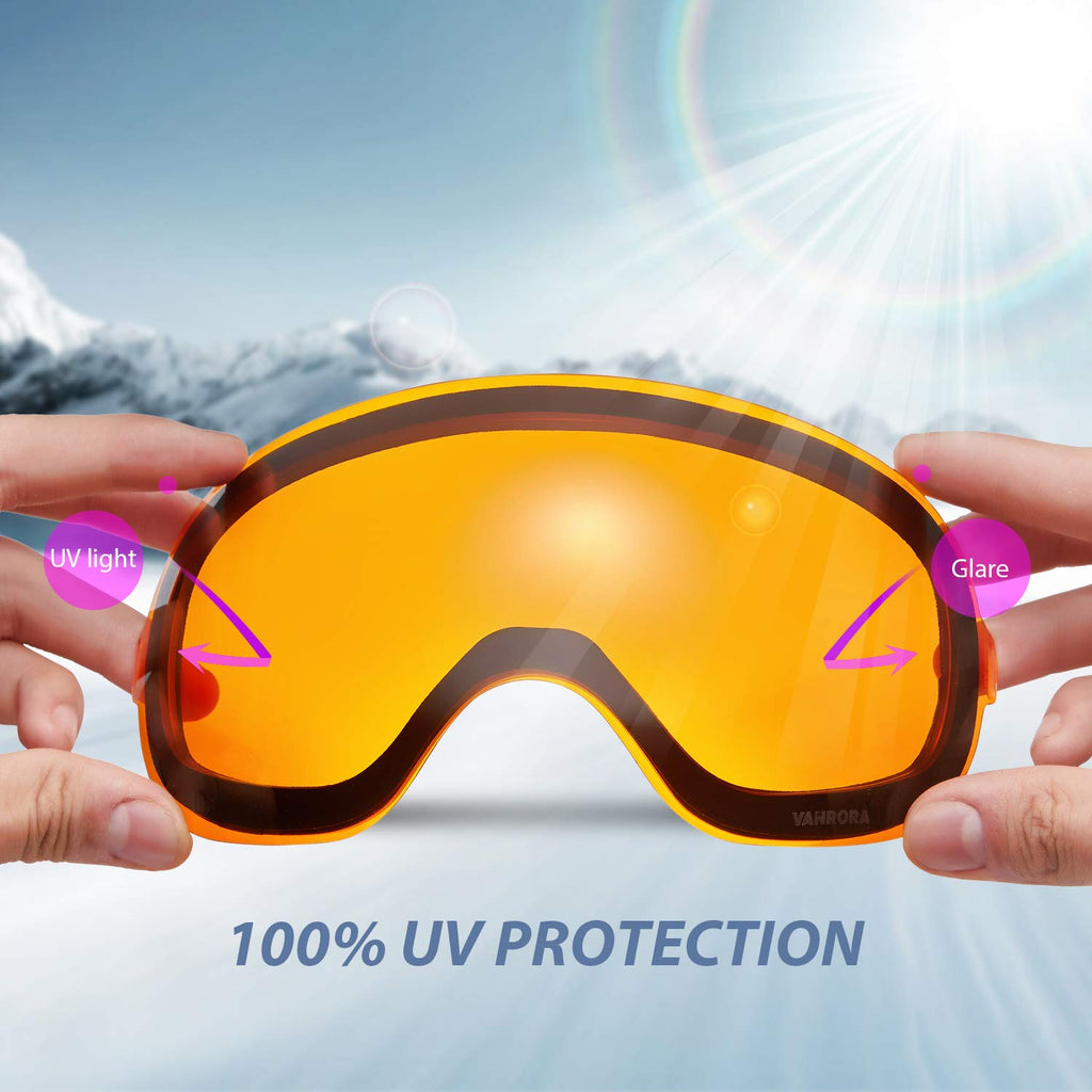 Vanrora X-Mag Ski Goggles Replacement Lens, Vlt 59.4% Orange Lens
