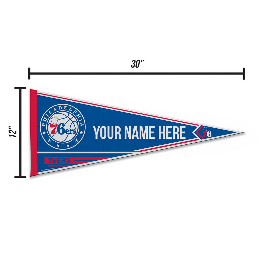 Rico Industries Nba Basketball Philadelphia 76Ers Personalized - Custom 12'' X 30'' Soft Felt Pennant - Ez To Hang