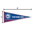 Rico Industries Nba Basketball Philadelphia 76Ers Personalized - Custom 12'' X 30'' Soft Felt Pennant - Ez To Hang