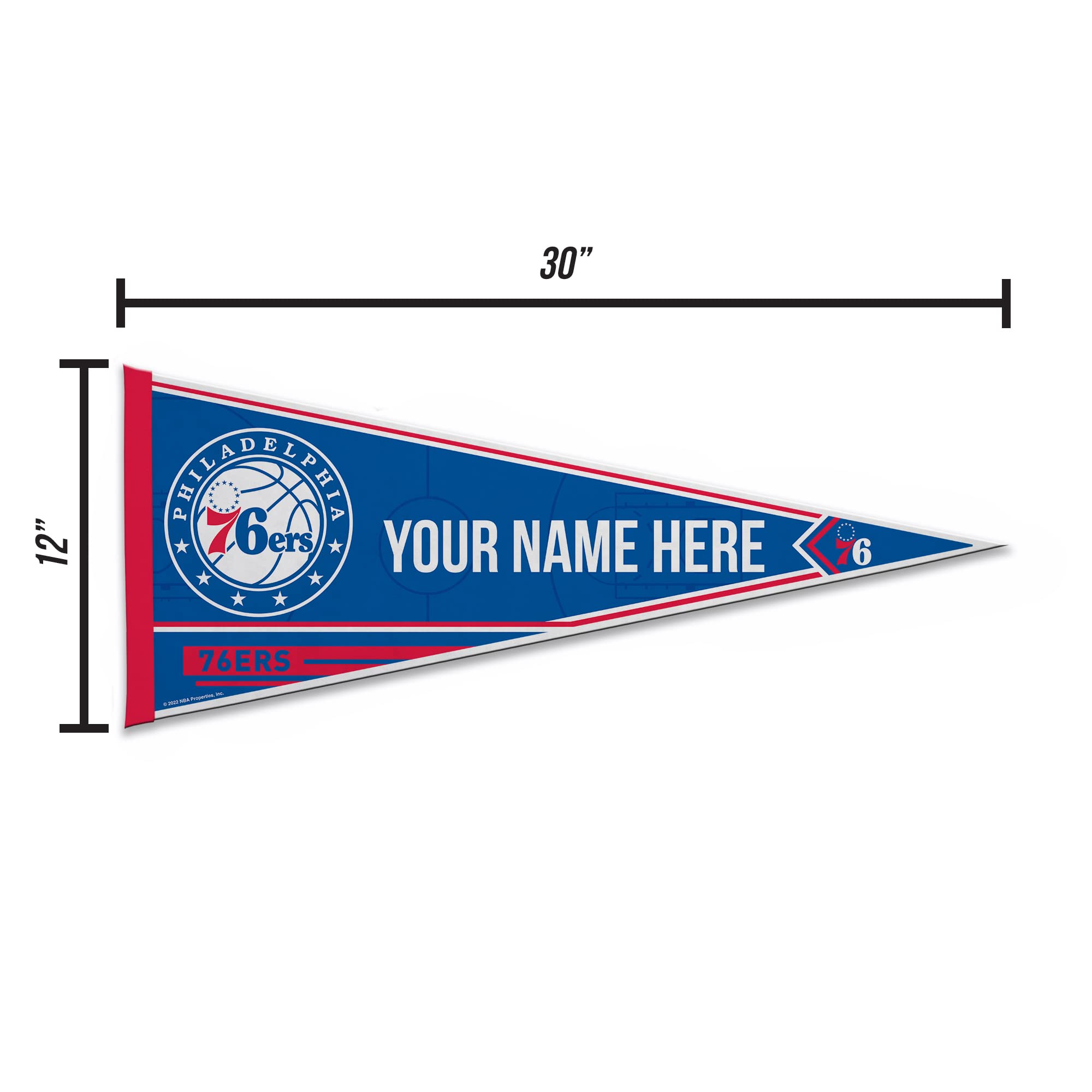 Rico Industries Nba Basketball Philadelphia 76Ers Personalized - Custom 12'' X 30'' Soft Felt Pennant - Ez To Hang