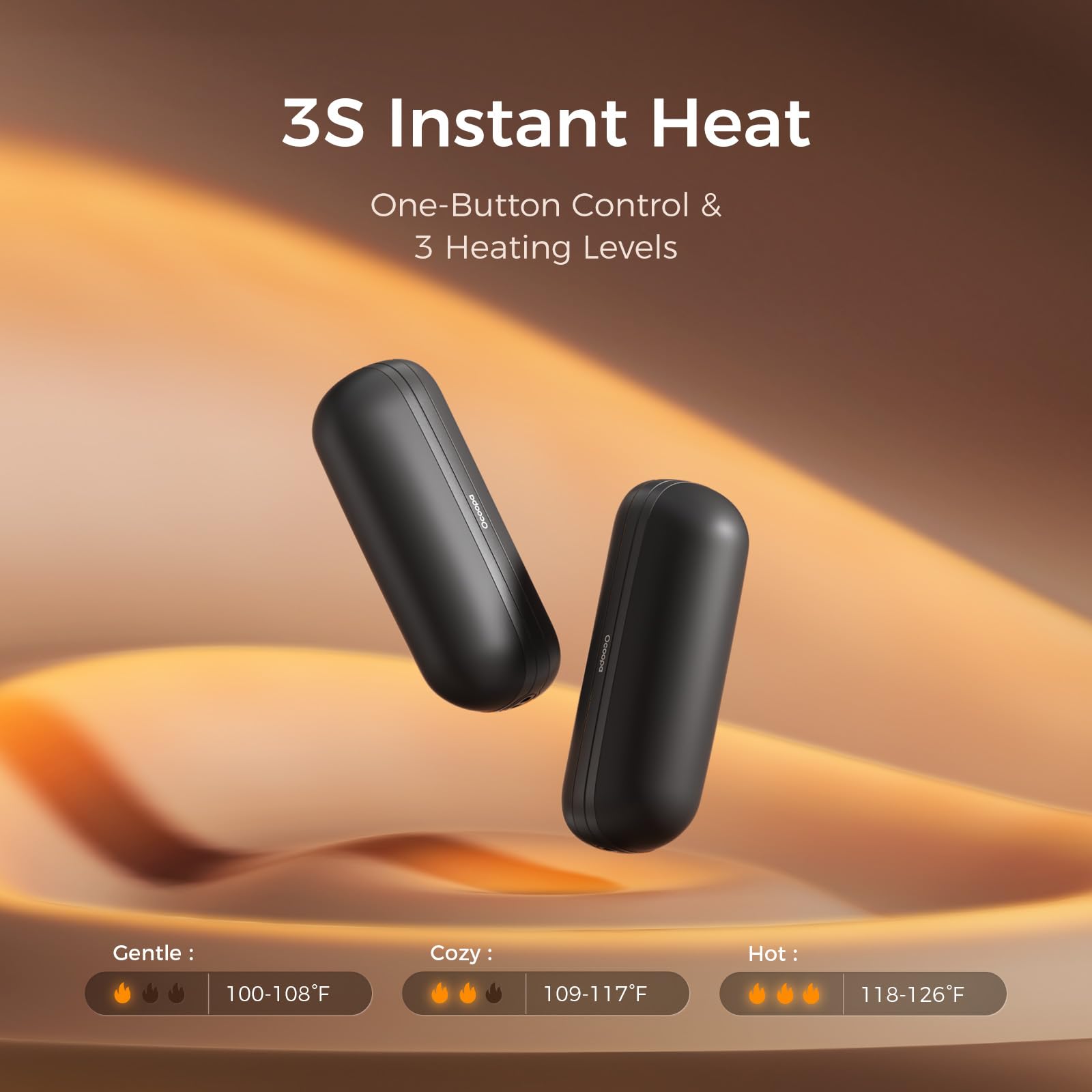 Ocoopa Hand Warmers Rechargeable 2 Pack, Electric Magnetic Handwarmers 5200Mah, Portable Pocket Heater, Ul Certified, Usb-C, 3 H