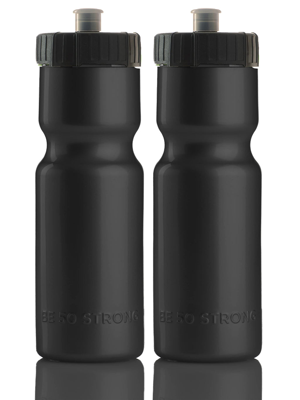 50 Strong Bike Water Bottle Holder And Bottle Combo | 2-Pack Bike Water Bottles & Water Bottle Cage | 22 Oz Sports Squeeze Water