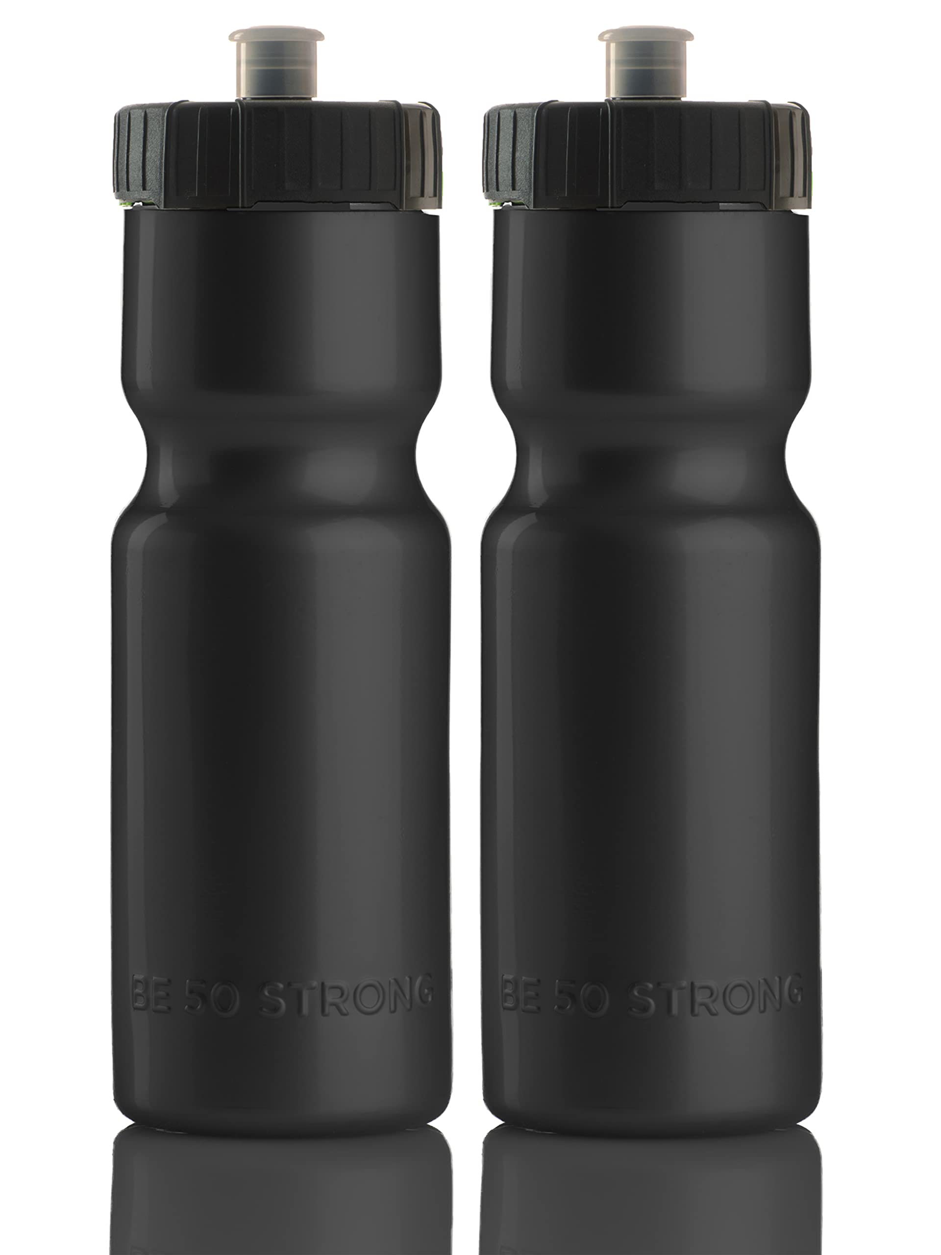 50 Strong Bike Water Bottle Holder And Bottle Combo | 2-Pack Bike Water Bottles & Water Bottle Cage | 22 Oz Sports Squeeze Water