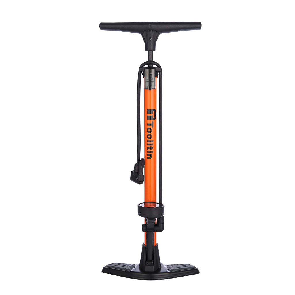Toolitin Floor Bicycle Pump With Gauge,160 Psi High Pressure,Bike Pump Compatible With Presta And Schrader Valve,Bike Tire Pump 