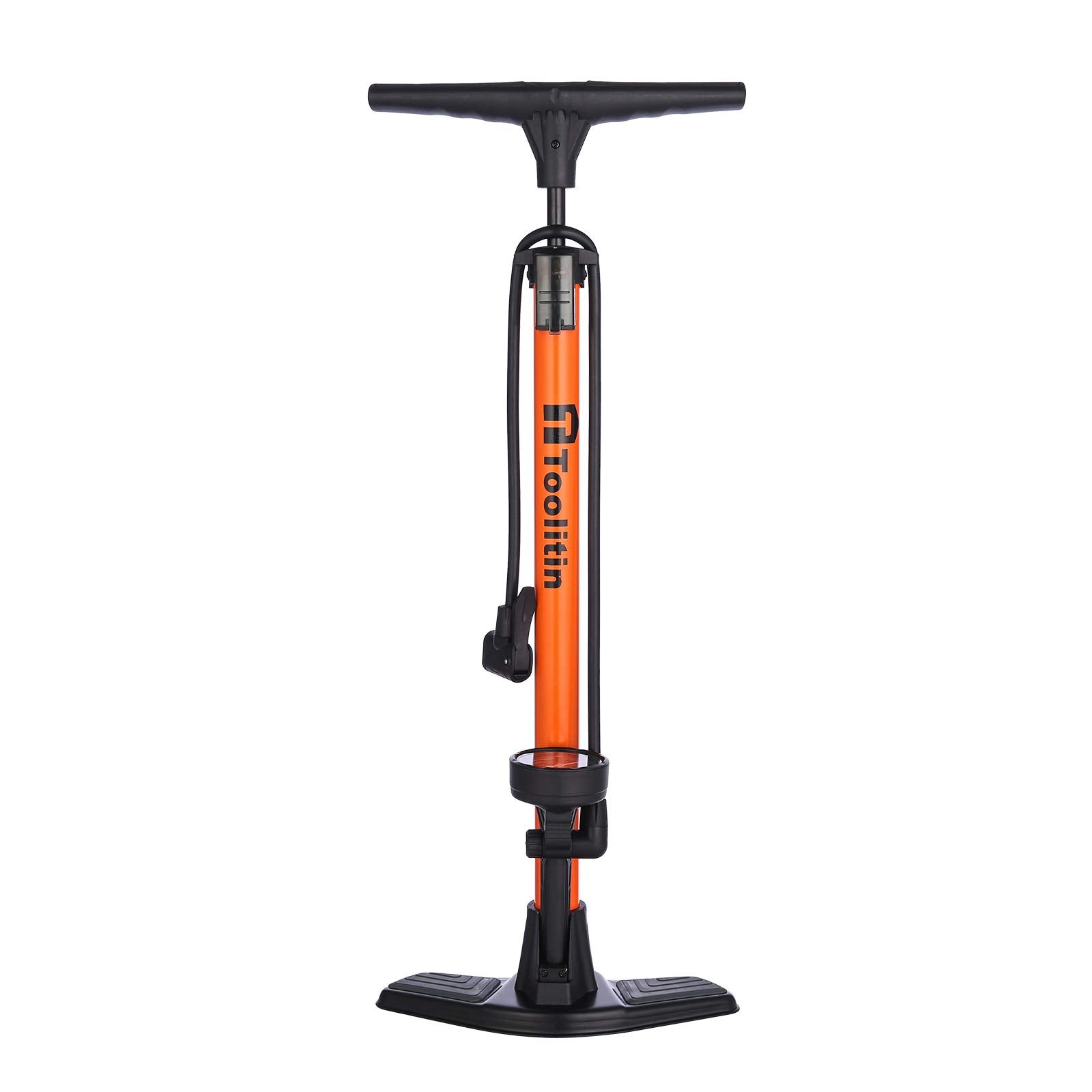 Toolitin Floor Bicycle Pump With Gauge,160 Psi High Pressure,Bike Pump Compatible With Presta And Schrader Valve,Bike Tire Pump 