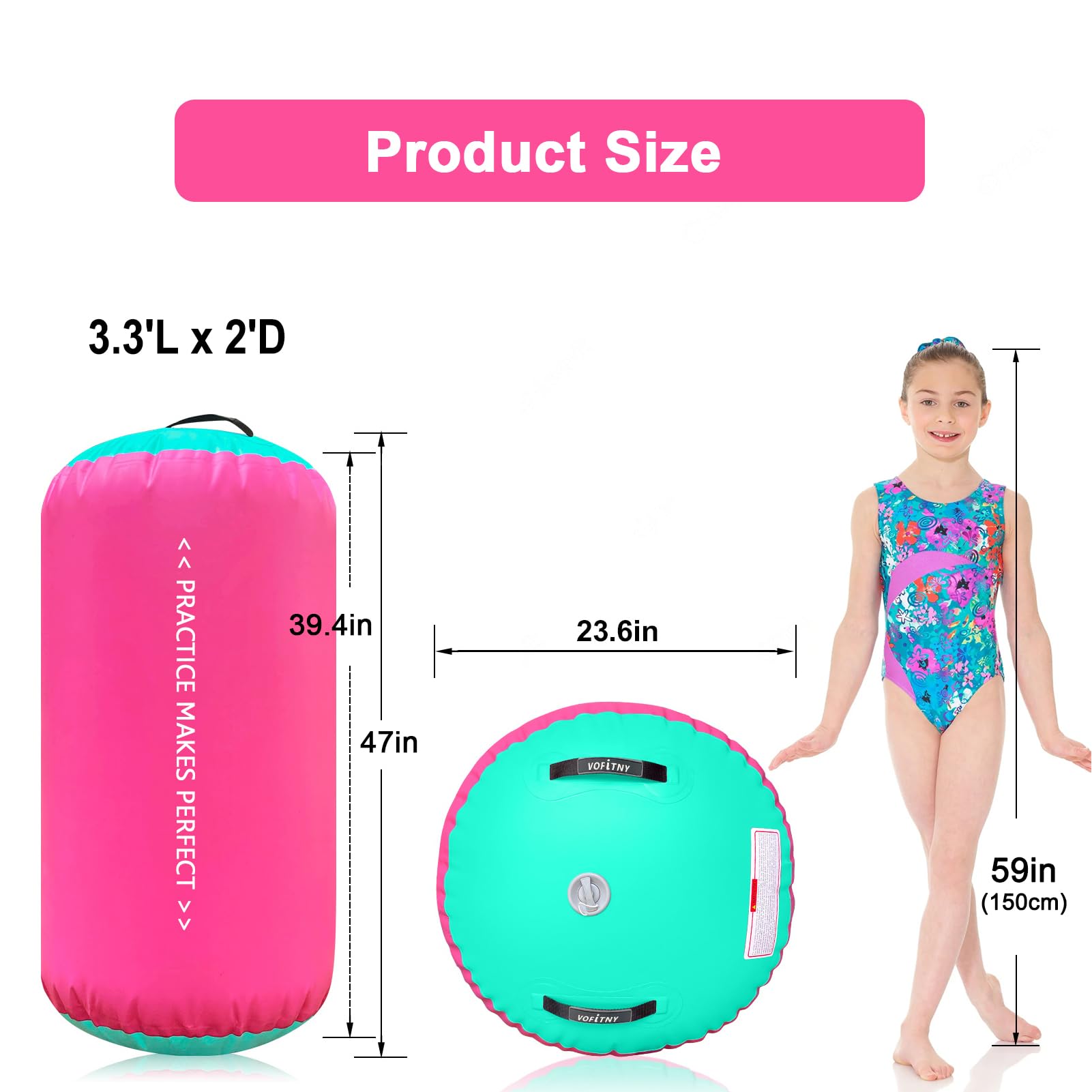 Vofitny Gymnastics Air Barrel Octagon Mat Tumbler Back Handspring Trainer For Home/Gym/Tumbling