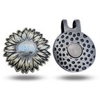 Full Metal Markers Sunflower Unique Magnetic Metal Golf Ball Marker Accessory With Hat Clip For Men And Women (1 Ball Marker + 1