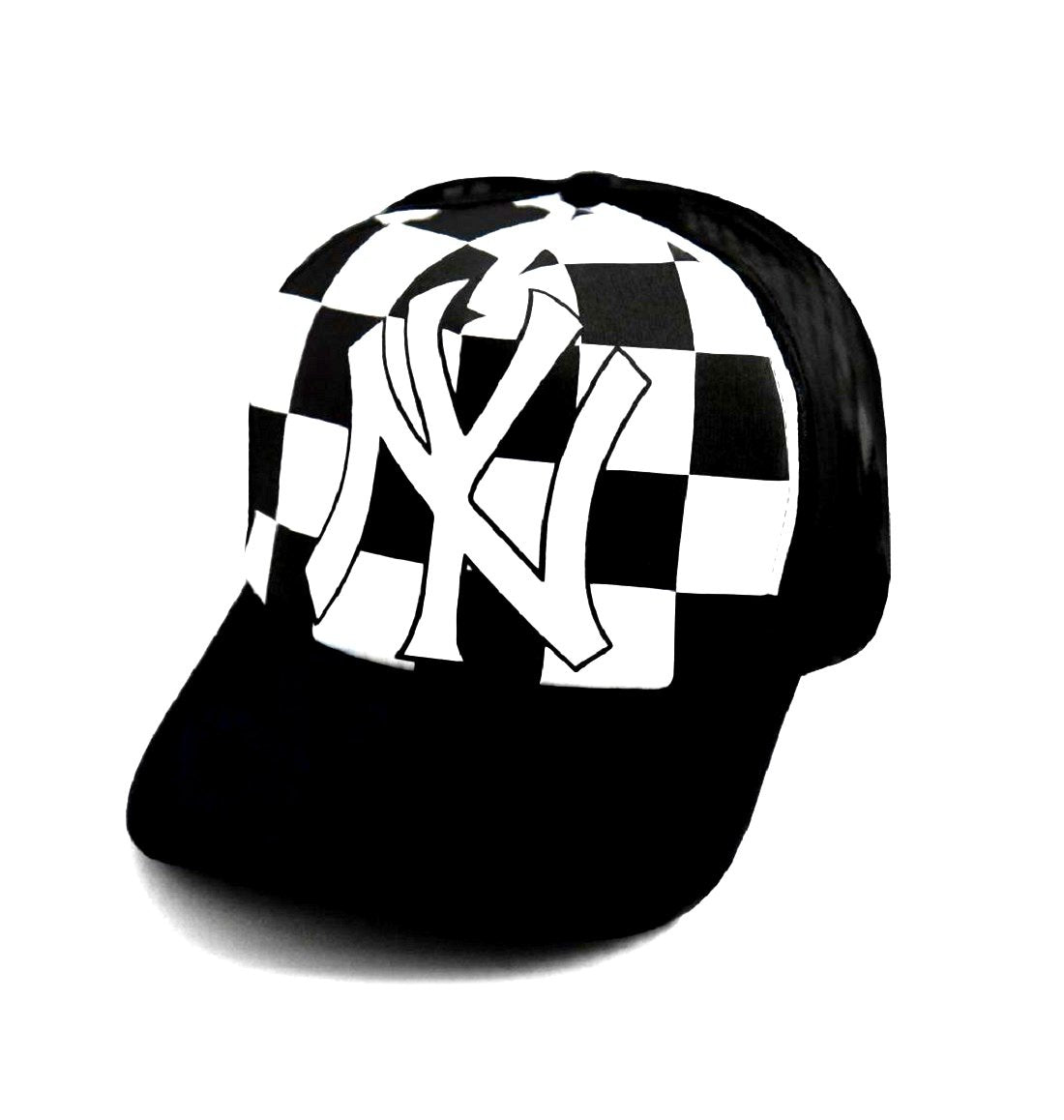 Michelangelo MenS And WomenS Checks Ny Half Net Cap (Black, Free Size)