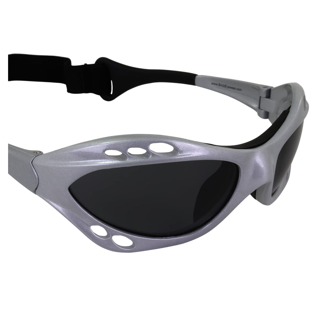 Birdz Eyewear Polarized Goggles Kite Surf Water Sport Surfing, Kayaking, Jetskiing Pwc Personal Water Craft Silver Frame