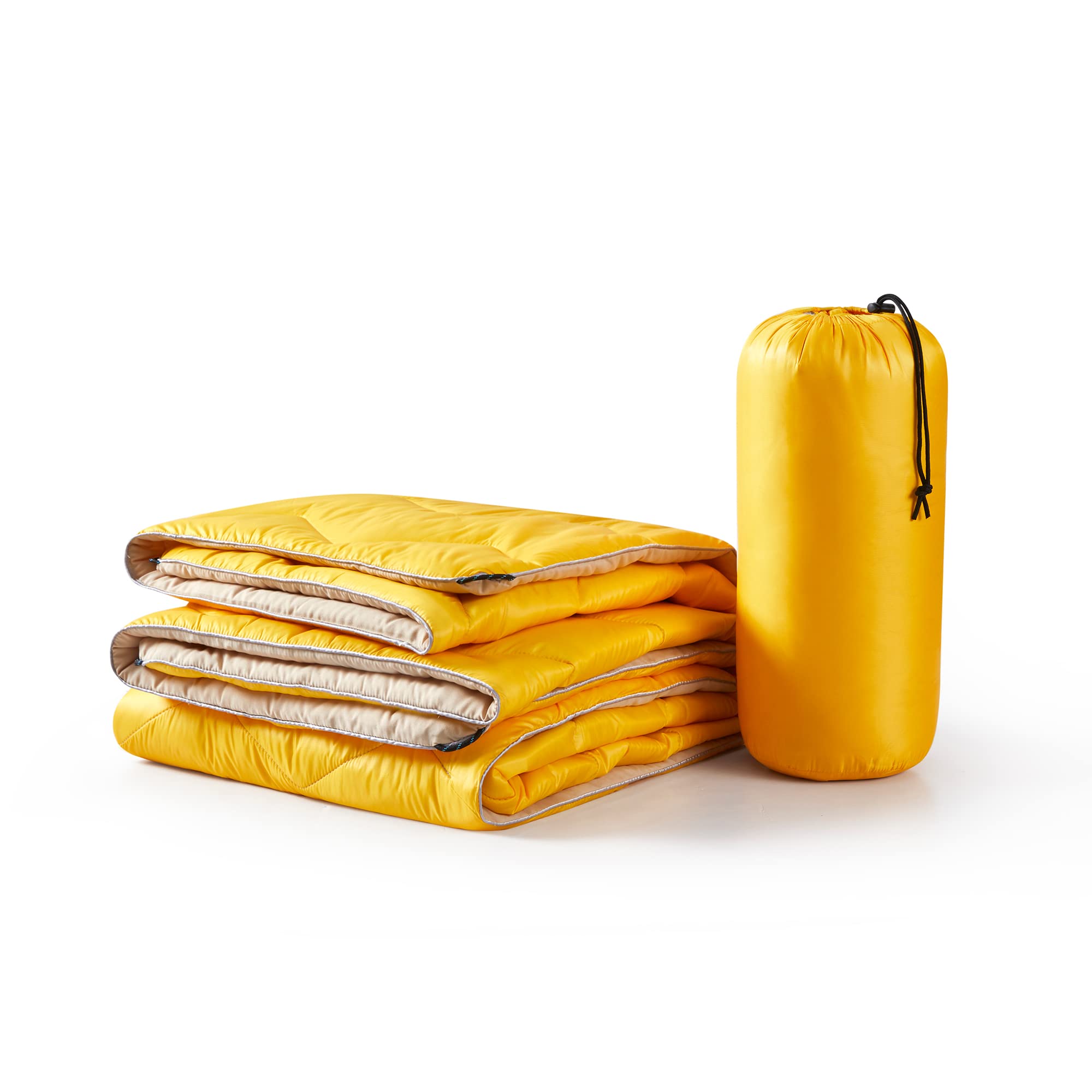 Unikome Lightweight Travel Blanket, Waterproof Warm Puffy Down Alternative Camping Blanket With Corner Loops, 75'52', Yellow