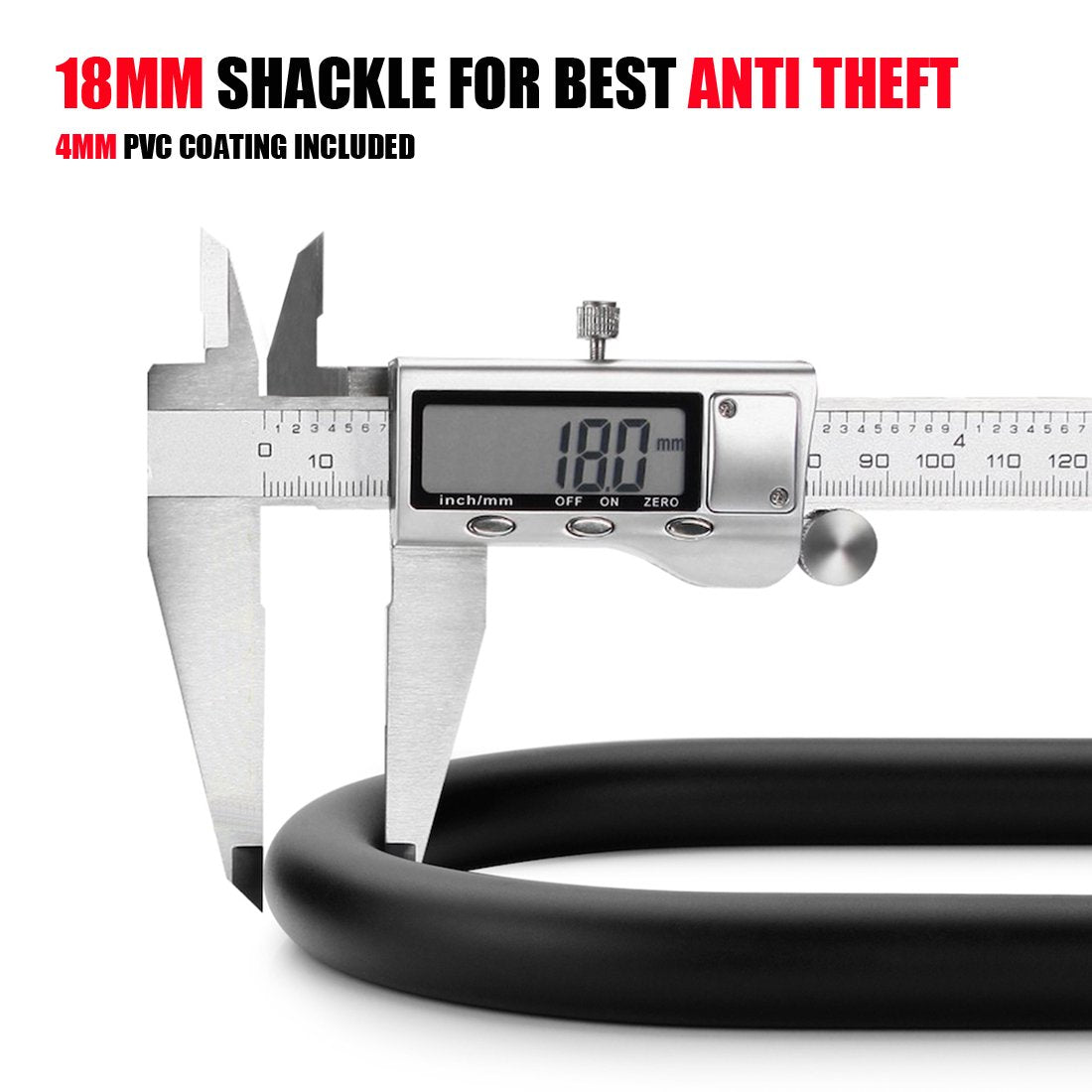 Ushake Bicycles U Lock, Heavy Duty Bike Scooter Motorcycles Combination Lock Gate Lock For Anti Theft (Black 14Mm Chackle)