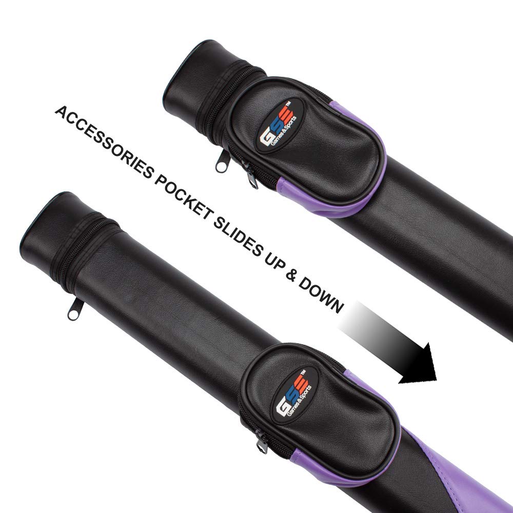 Gse Billiard Cue Cases, 1X1 Deluxe Hard Billiard Pool Cue Stick Carrying Case, Pool Billiards Accessories (Black/Purple)