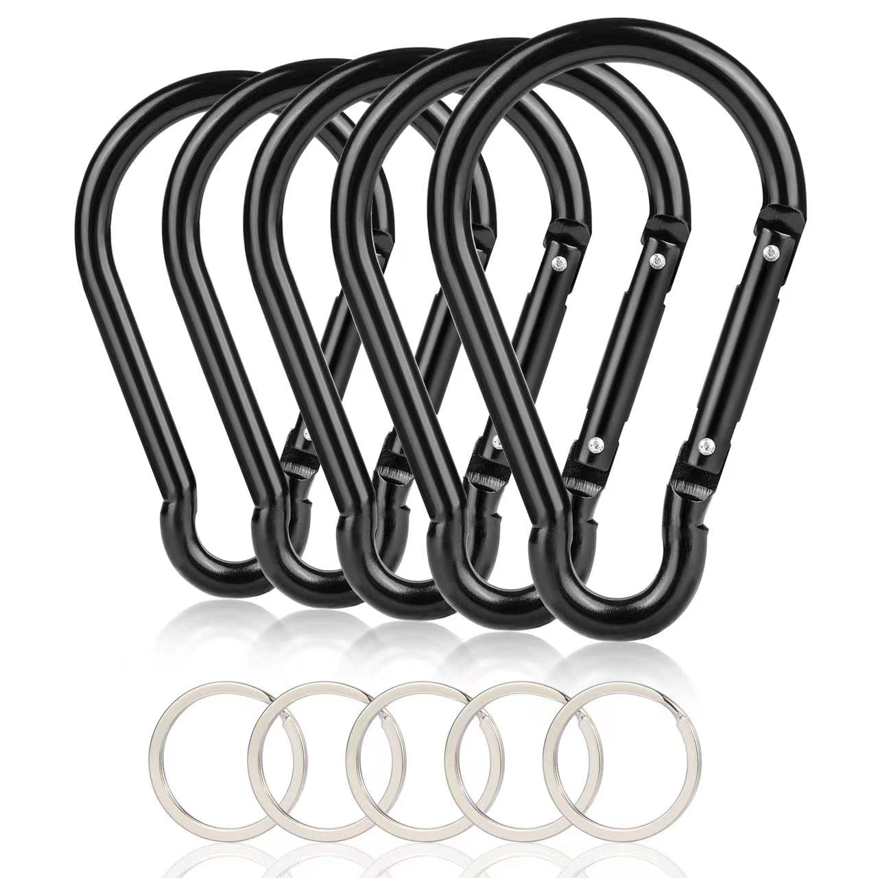 10Pcs 4''/10Cm Large Carabiner Clip,Strong Unlocking Caribeaner Keychain Pack For Backpack Hook, Light Duty Paracord Umbrella E