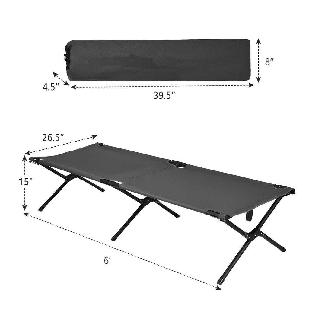 Gymax Folding Camping Cot, Heavy Duty Portable Military Cot With Oxford Fabric, Foldable Camping Bed For Outdoor Camping Hunting