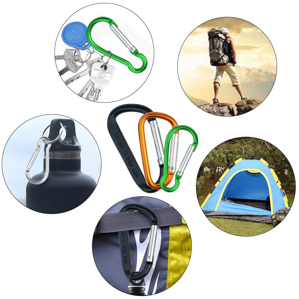 20 Pack Carabiners Clips With Keychain D Ring Caribeaner Clip Hook For Backpack Water Bottle Key Home Rv Outdoor Small Item (3 S