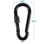 Bewishome 4 Pack Carabiner Solid Metal D Clips Black Carabiner With Heavy Duty 500Lbs Screw Gate Multifunctional Hammock Locking