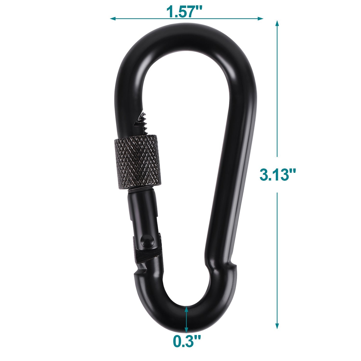 Bewishome 4 Pack Carabiner Solid Metal D Clips Black Carabiner With Heavy Duty 500Lbs Screw Gate Multifunctional Hammock Locking