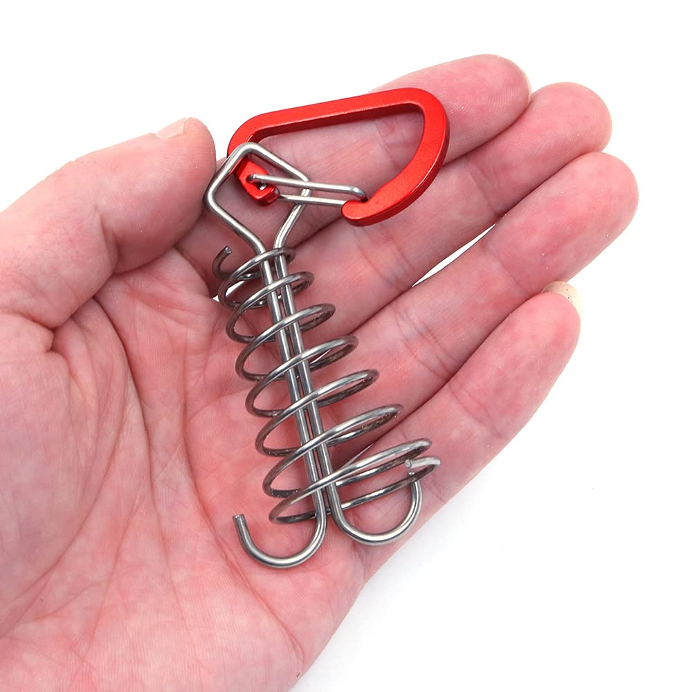 Alnicov 10Pcs Square Deck Anchor Pegs,Tent Awning Anchor With D-Shaped Carabiners For Camping Outdoor Timber Deck Plank Random C
