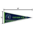 Rico Industries Nba Basketball Minnesota Timberwolves Personalized - Custom 12'' X 30'' Soft Felt Pennant - Ez To Hang