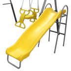 Xdp Recreation Rising Sun Playground Metal A Frame Kids Swing Set With Outdoor Backyard Playset With Slide, See Saw, Glider, And
