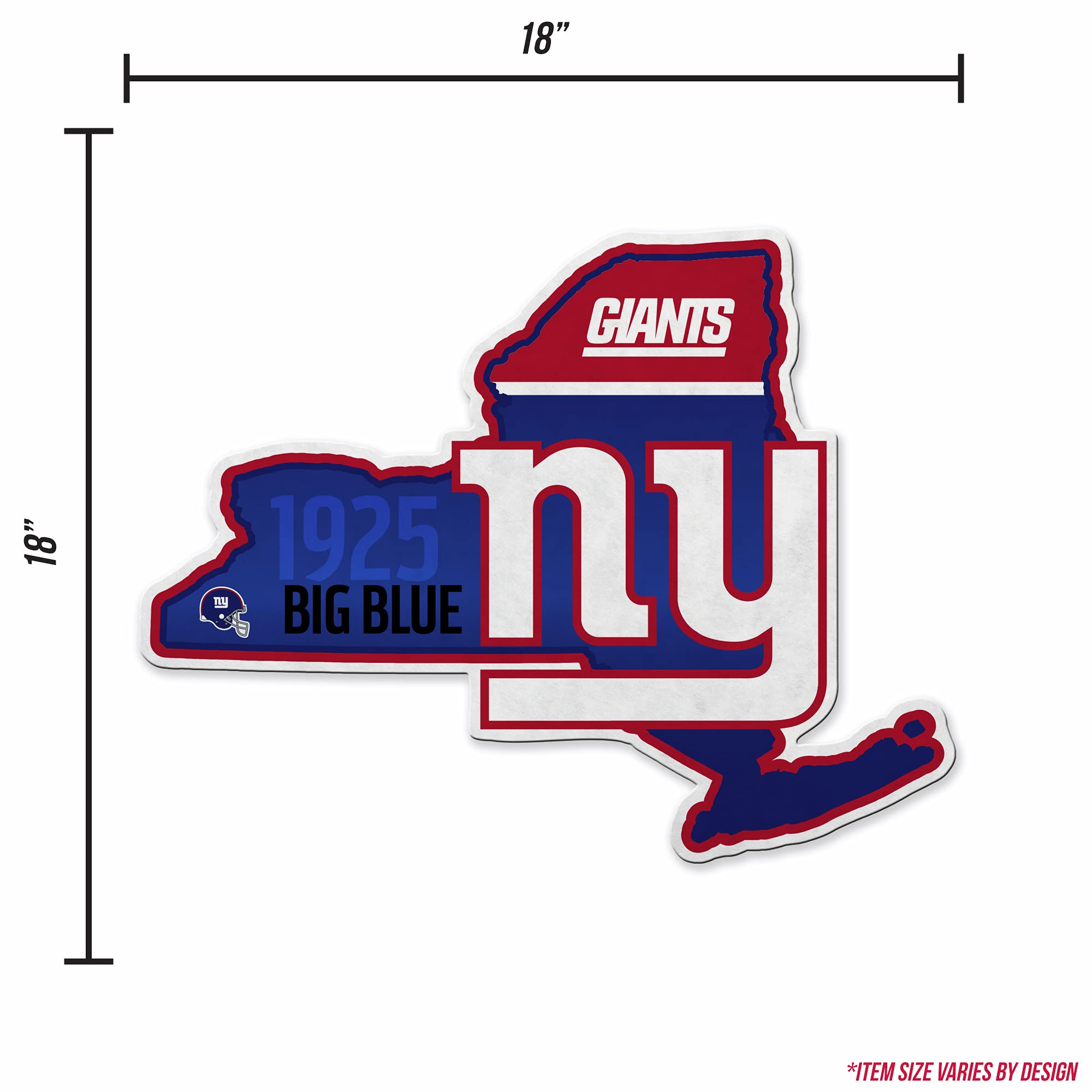 Rico Industries Nfl New York Giants State Shape Shape Cut Pennant - Home And Living Room D  Cor - Soft Felt Ez To Hang 18X0.10X1