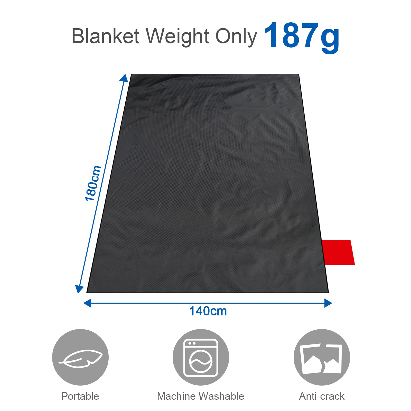 Ainiv Picnic Blanket, Mini Pocket Beach Mat 55.1 X 70.8In (3-5 People) Foldable, Lightweight Waterproof Sand Free, Foldable Thin