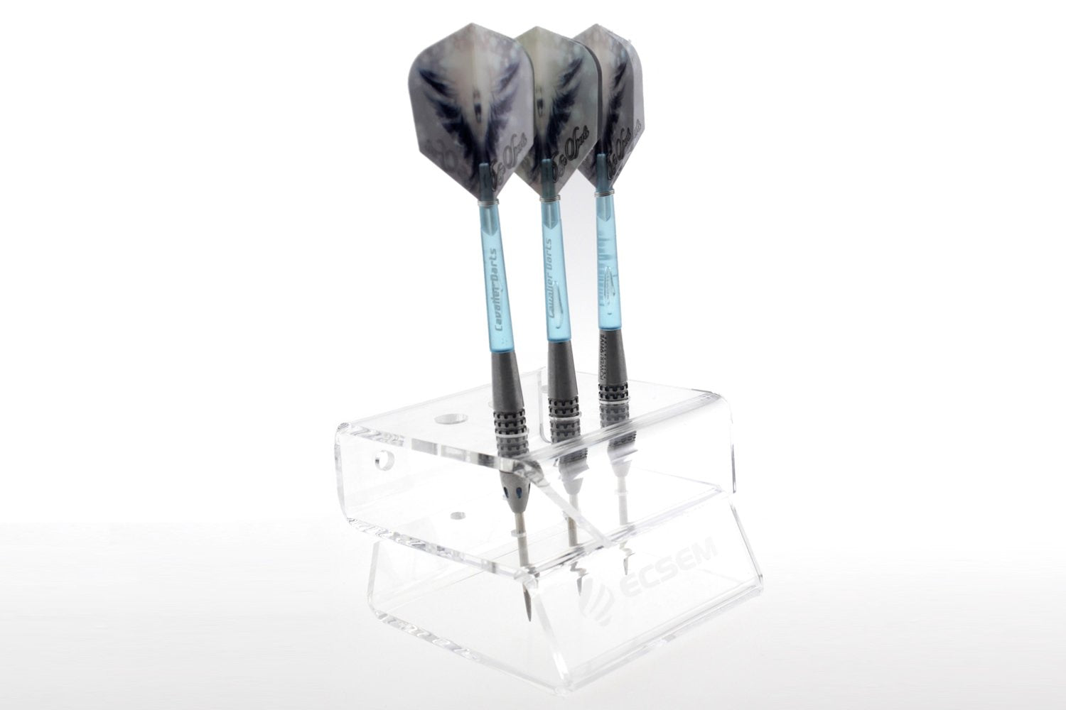Ecsem Clear Acrylic Dart Holder/Display Stand, Holds 6 Steel/Soft Tip Darts (Dart Holder Wall Mount & Darts Holder Desktop)